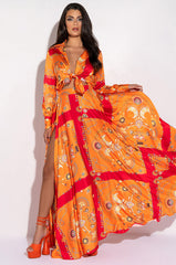 PLACES TO BE SATIN MAXI WRAP SKIRT