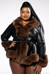 PLUS AZALEA WANG FAUX FUR TRIM PEPLUM MOTO