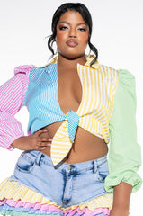 PLUS ON YOUR RADAR PUFF SLEEVE COLORBLOCK BODYSUIT