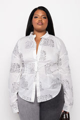 PLUS SWEET NOTHING CINCHED WAIST POPLIN BLOUSE