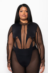 PLUS TASTY ILLUSION MESH CUTOUTS BODYSUIT