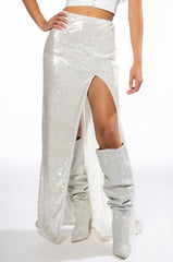 RESOLUTIONS SEQUIN SLIT MAXI SKIRT