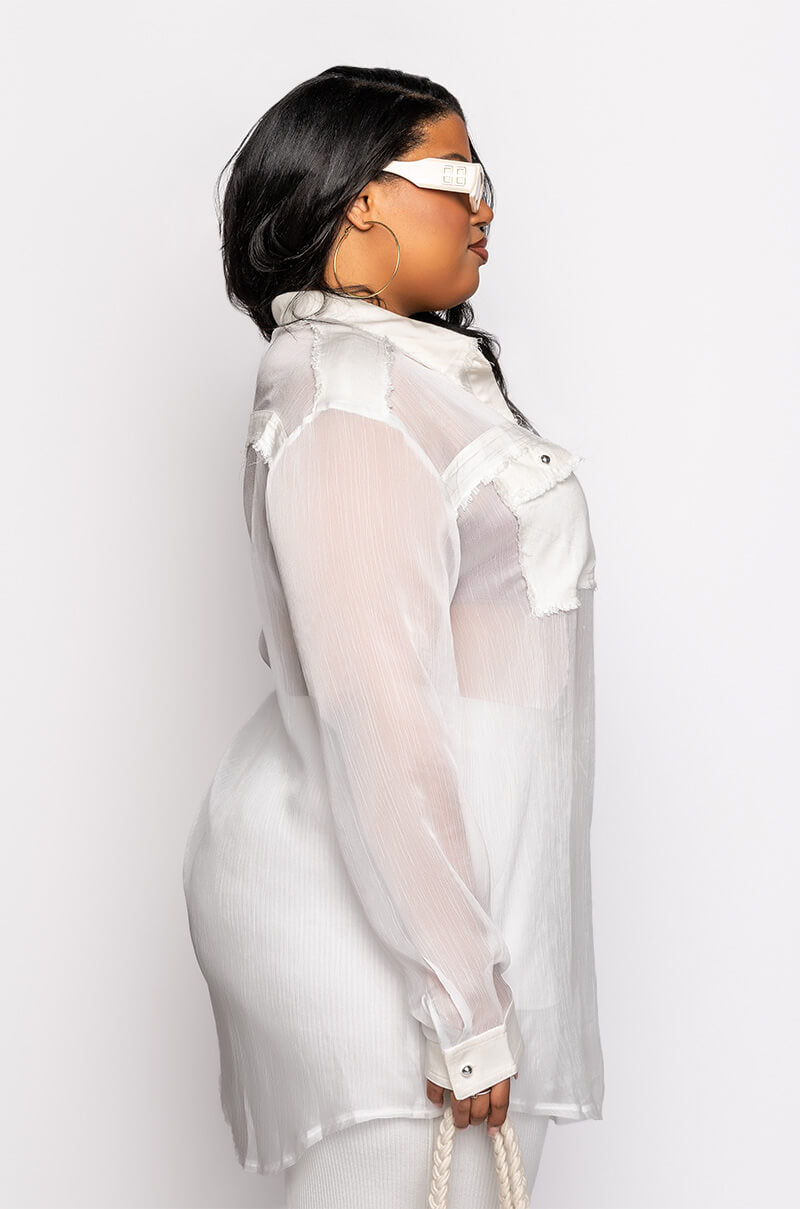 RESORT PLUS ARIA OVERSIZED BUTTON DOWN BLOUSE