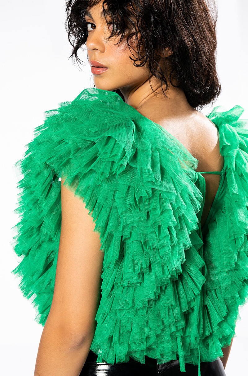 ROMANTIC TULLE RUFFLE BODYSUIT