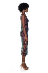 START A SHOW SEQUIN MIDI DRESS