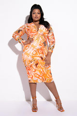 SUMMER OF LOVE MESH SWIRL PRINT MIDI DRESS