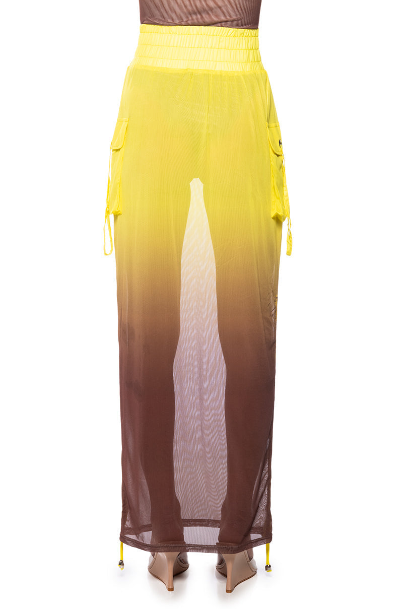 SUNSET OMBRE MESH ADJUSTABLE MIDI SKIRT