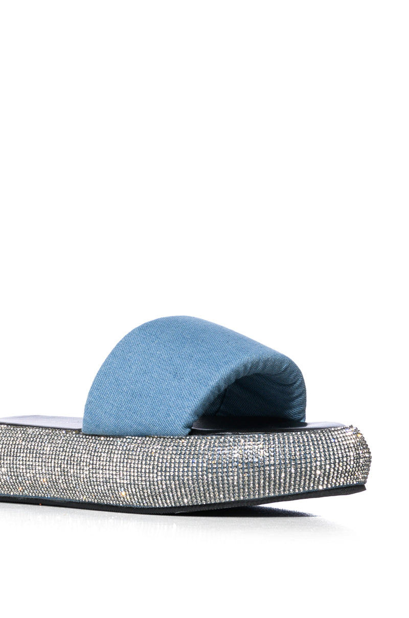 THALIA DENIM EMBELLISHED FLAT SANDAL