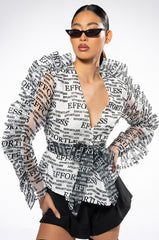 THAT NEW NEWS RUFFLE LONG SLEEVE BLOUSE