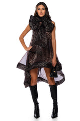 THE CATS MEOW PRINTED BOW MINI DRESS