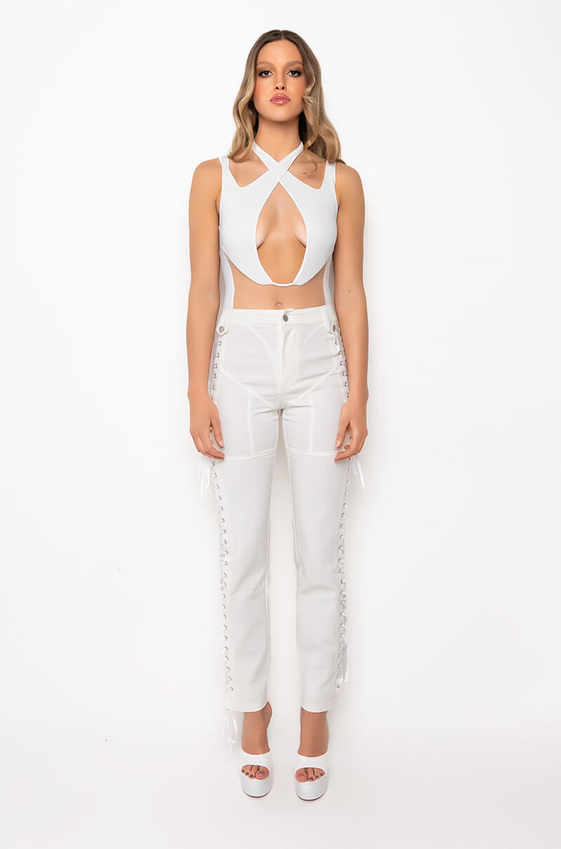 THE RIDERS SIDE LACE UP DENIM JEANS