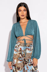 TRY HARDER TIE FRONT CROP TOP