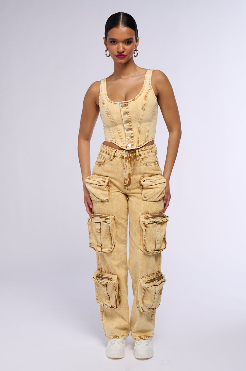 VALERIE BUTTON DOWN MINERAL WASH CORSET