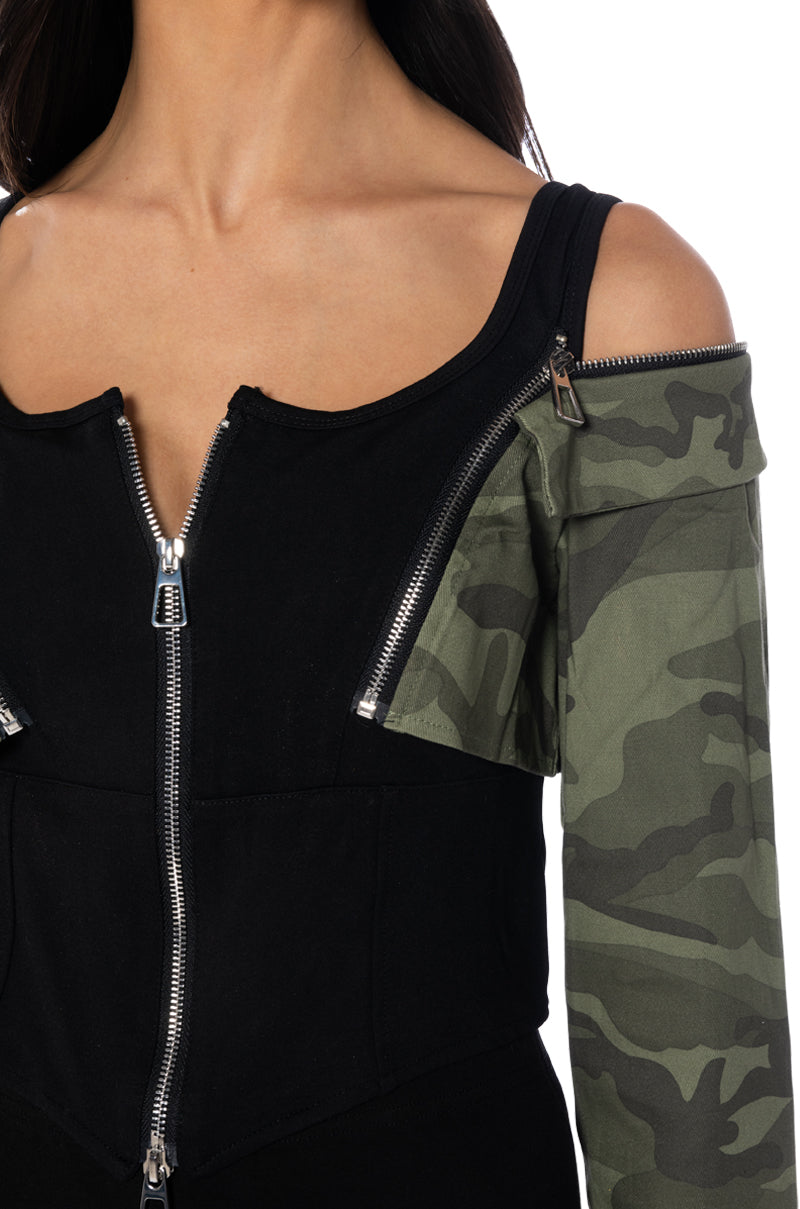 VELOCITY DROP DOWN SLEEVE CORSET BLOUSE