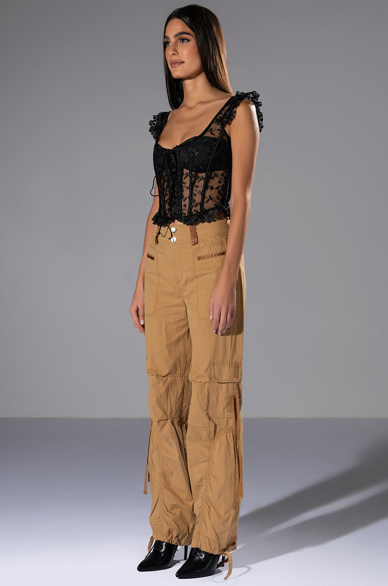 VEN AQUI LACE UP CORSET TOP