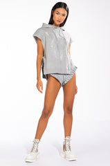 YOU AND ME SLEEVELESS EMBELLISHED HOODIE